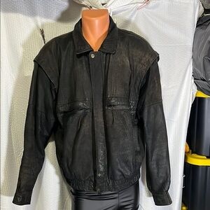 Fluide Black Bomber Varsity Jacket with Sleek Design genuine leather